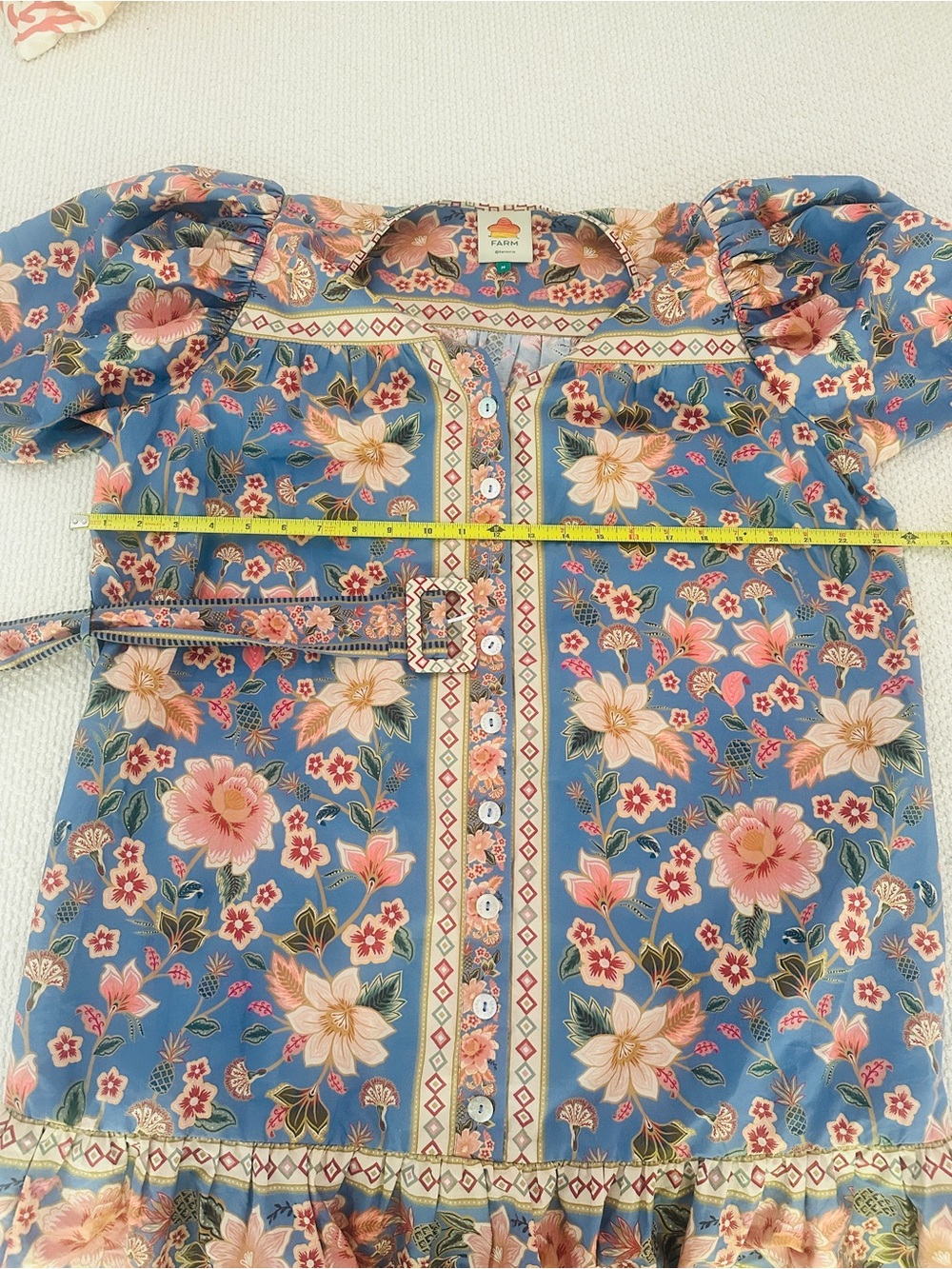 FARM Rio Blue Floral Midi Dress with Pink & Green Accents - Picture 16 of 16